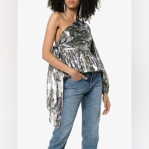 Ganni Shimmery One Sleeve Blouse